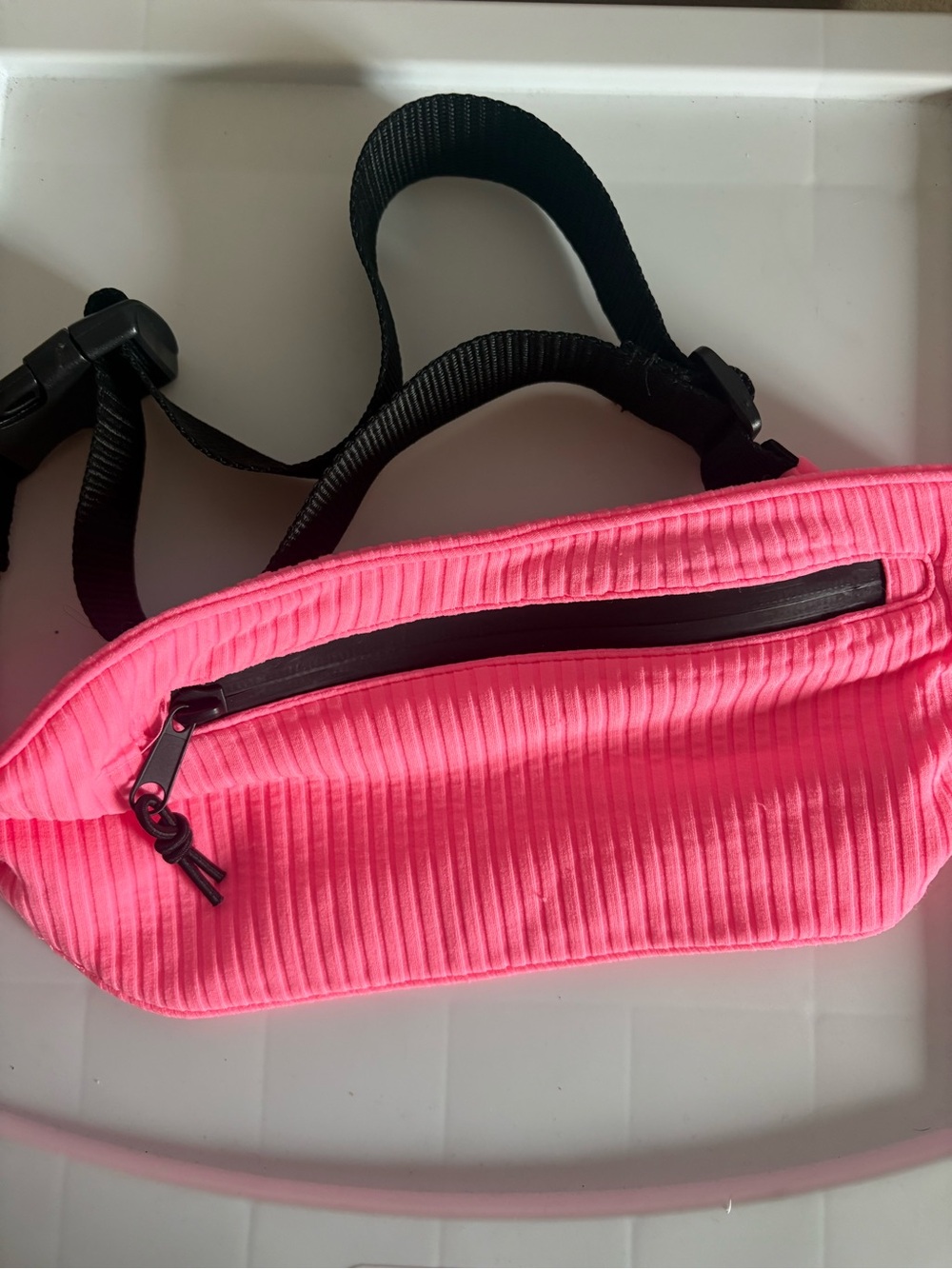 Pink Ribbed Fanny Pack - Triangl